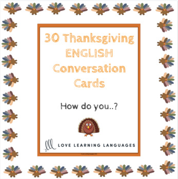 Preview of Speaking and writing prompt activity cards for Thanksgiving - How do you