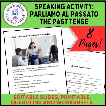 Preview of Speaking activity il passato Editable printable worksheets Easel 10th-12th grade