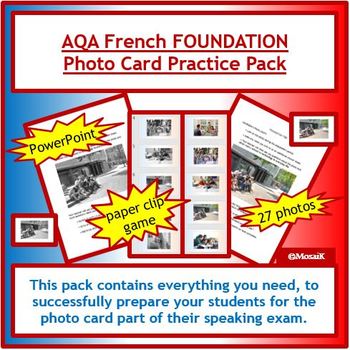 Preview of Speaking photo card French Foundation AQA GCSE