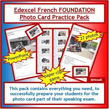 Preview of Speaking photo card French Foundation Edexcel GCSE