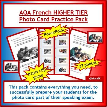 Preview of Speaking photo card French Higher AQA GCSE