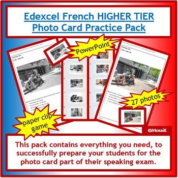 Preview of Speaking photo card French Higher Edexcel GCSE