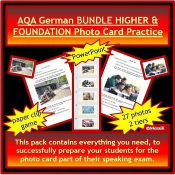 Preview of Speaking photo card German AQA GCSE BUNDLE