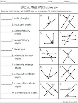 Identify Angle Pairs Worksheet
