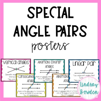 Preview of Special Angle Pairs Posters (Parallel Lines Cut by a Transversal)