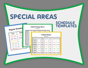 Preview of Special Areas Schedule Templates