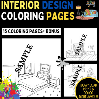 Preview of Special Art - Interior Design - 20 Coloring Page Challenge - 11.5 *11.5, 300 Dpi