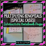 Special Cases: Multiplying Binomials Interactive Notebook Page