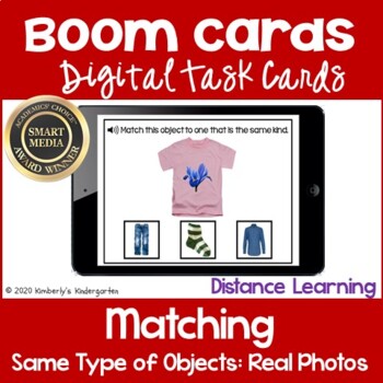 Preview of Special Ed Digital Learning: Matching Similar Objects. Autism. Boom Cards™