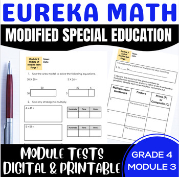 Preview of Special Ed Engage NY {Eureka} Math Grade 4 Modified Module 3 Mid & End Test