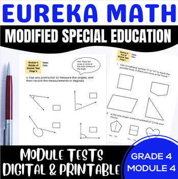 Preview of Special Ed Engage NY {Eureka} Math Grade 4 Modified Module 4 Mid & End Test