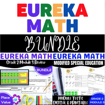 Preview of Special Ed EngageNY {Eureka} Math Gr 2 Module 3 Review & Modified Tests BUNDLE