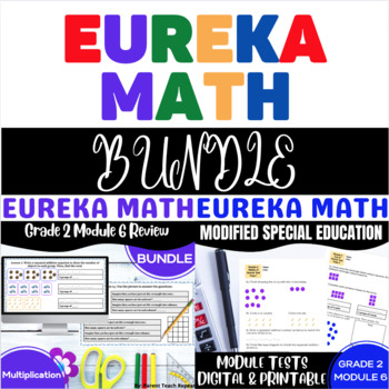 Preview of Special Ed EngageNY {Eureka} Math Gr 2 Module 6 Review & Modified Tests BUNDLE