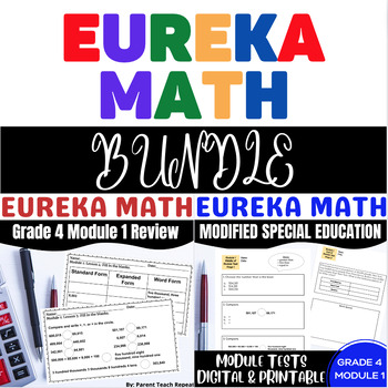 Preview of Special Ed EngageNY {Eureka} Math Gr 4 Module 1 Review & Test Back to School