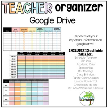 Preview of Special Ed Google Drive Organizer (Editable-Pastels) - Case Manager