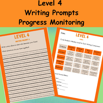 Preview of Special Ed | Level 4 Fourth Grade Writing Prompts and Rubric