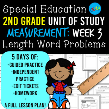 Preview of Special Ed. Math 2nd Grade: Word Problems with Length (add, subtract, & compare)