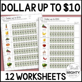 Preview of Special Ed Math Worksheets - Dollar up to $10