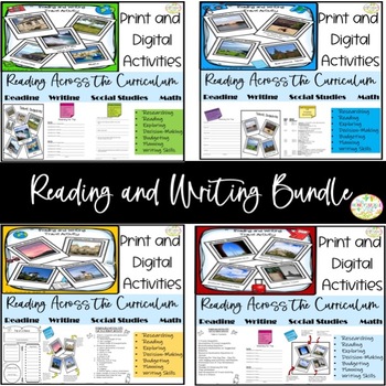 Preview of Special Ed Reading and Writing Travel Activity Bundle Print Digital Activities