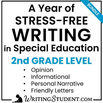 Preview of Special Ed Writing Curriculum Bundle - Prompts Word Bank Sentence Starters - ESL
