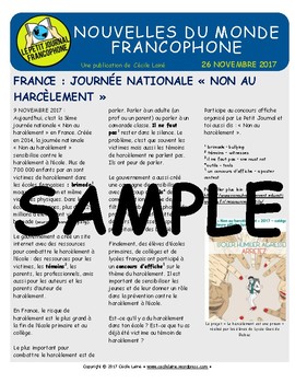 Preview of Special Edition: Biweekly news summaries for French students: November 26, 2017