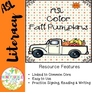 Preview of ASL Color Games with Fall Pumpkins Signing Reading and Writing