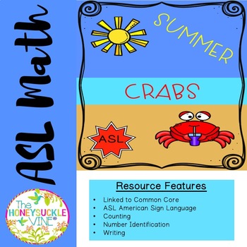 Preview of Special Education ASL Math Activities Booklet Summer Crabs