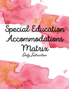 Preview of Special Education Accommodations Matrix