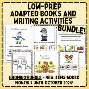 Preview of Low Prep Adapted Books and Adapted Writing Activities Growing Bundle | Sped