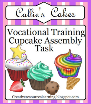 Preview of Special Education Distance Learning Work Box Task Cupcake Vocational Job Skills