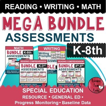 Preview of Special Education Assessments Bundle(K-8th)Baseline Data & Progress Monitoring