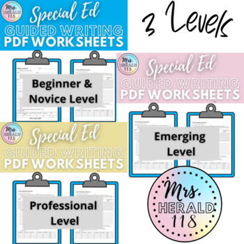 Preview of Autistic Support Special Ed Guided Writing Bundle Differentiated 3 Levels PDF