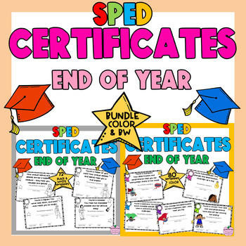 Preview of Special Education Funny End of Year Awards Certificates Bundle: Color & BW