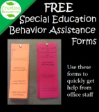 Special Education Behavior Assistance Forms