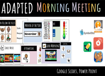 Preview of Special Education Calendar Morning Meeting, Adapted Morning Meeting