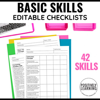 Preview of Special Education Checklists - 42 Basic Skills Editable Data Collection