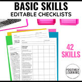 Special Education Checklists - 42 Basic Skills Editable Da