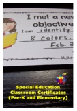 Special Education Classroom Certificates (Pre-K, Elem., Au