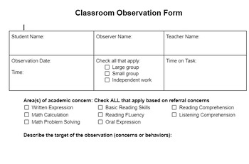 classroom observation form for special education students
