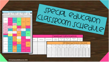 Preview of Special Education Classroom Schedule 