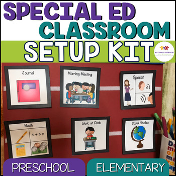 Preview of Special Education Classroom Setup Bundle: Picture Schedules, Data Sheets, Etc.