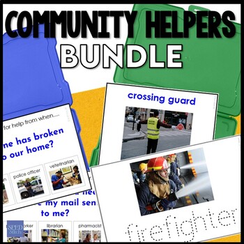 Preview of Special Education Community Helpers Unit Bundle with Real Photos