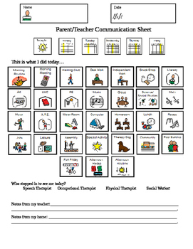 Preview of Special Education Daily Communication Sheet