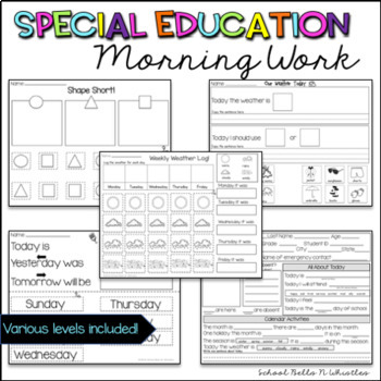 Preview of Special Education Morning Work