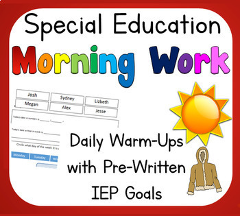 Preview of Special Education Daily Warm Up Life Skills with Pre-Written IEP Goals