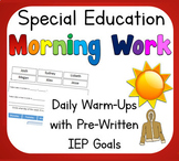Special Education Daily Warm Up Life Skills with Pre-Writt
