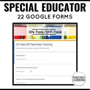 Preview of Special Education Data Collection Google Forms for IEP Goal Tracking