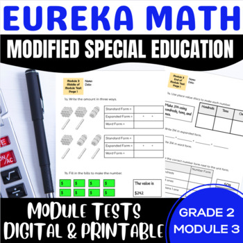 Preview of Special Education Engage NY {Eureka} Math Grade 2 Modified Mid End Module 3 Test