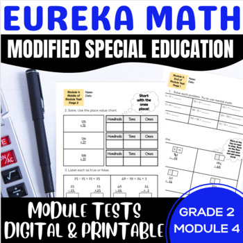 Preview of Special Education Engage NY {Eureka} Math Grade 2 Modified Mid End Module 4 Test