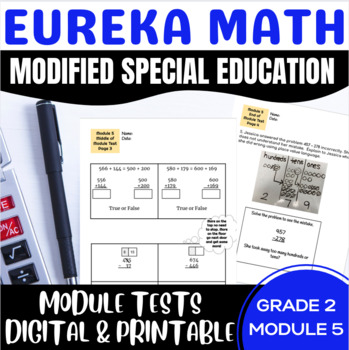 Preview of Special Education Engage NY {Eureka} Math Grade 2 Modified Mid End Module 5 Test